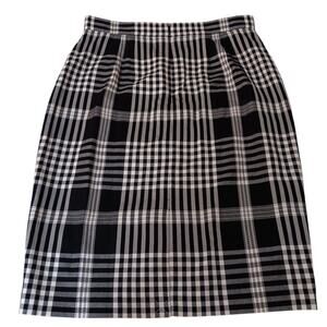 NEW ANN TAYLOR‎ Tailored White Black Plaid Skirt 10 Career Dressy Office Event
